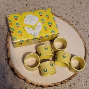Enesco Blooming Time Set 6 Napkin Rings 1985